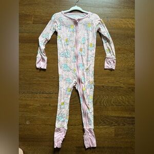 Pink Elephant Print Kids One Piece